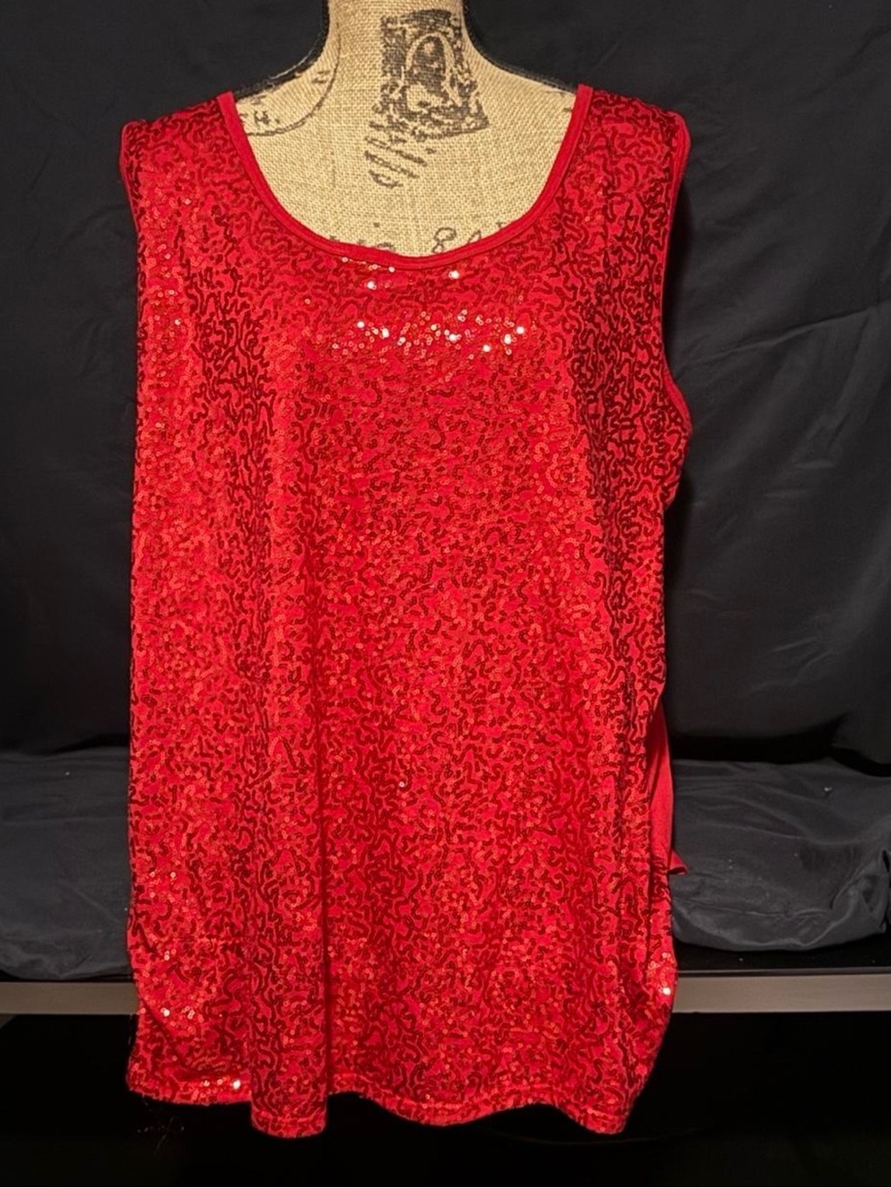 Fashion Bug Red Sequin Sleeveless Tank Top